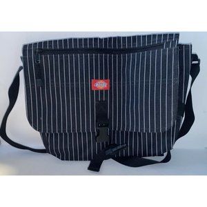 Dickies Messenger Courier Shoulder Bag Black White Pin Stripes Adjustable Strap